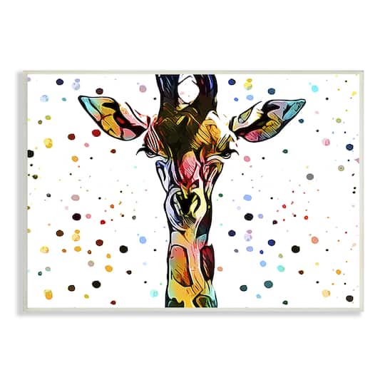 Stupell Industries Modern Giraffe Portrait Abstract Kids' Polka Dot Pattern Wall Plaque